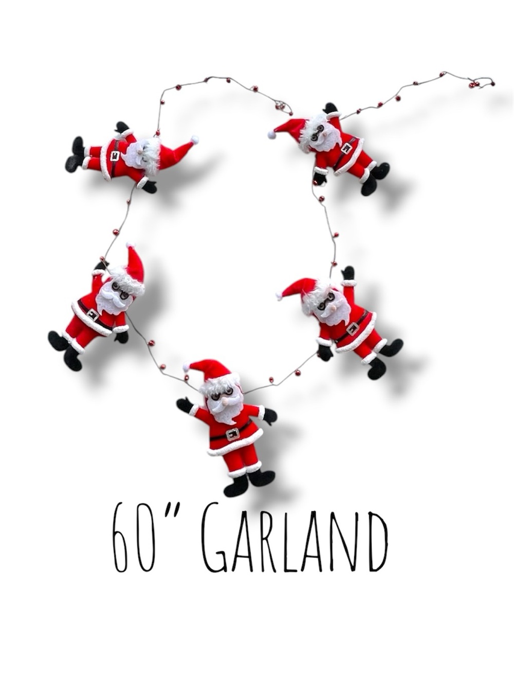 Santa Claus Felt Garland - 70” Repurpose Holiday Decoration Ornaments